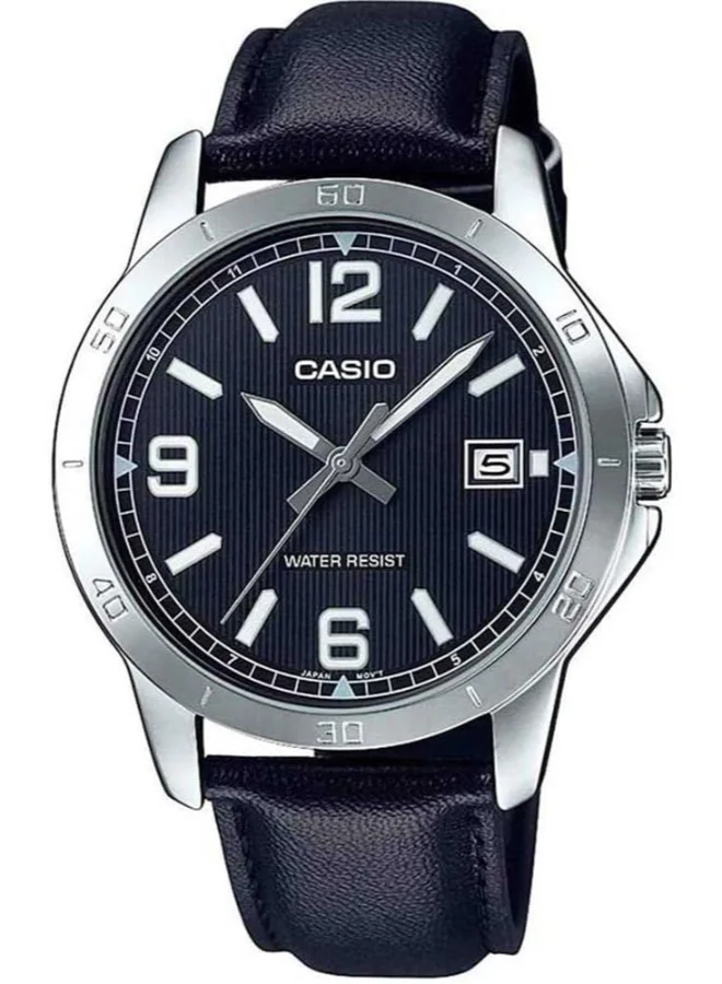 CASIO Men's Leather Analog Watch MTP-V004L-1BUDF - 41.5 mm