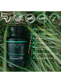 SmarterVitamins (3 Pack) Smarter L-Theanine 250mg Supplement, in Non-GMO Flaxseed Oil, 150 Liquid Softgels  - Image 3