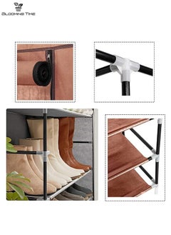 BLOOMING TIME 10-Layer Non-Woven Shoe Rack, Dustproof, Large Capacity, Easy To Install, Coffee Color  - Image 5