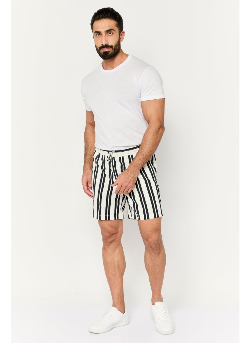 Jack Jones - Men Stripes Drawstring Basic Shorts, Beige - Image 1