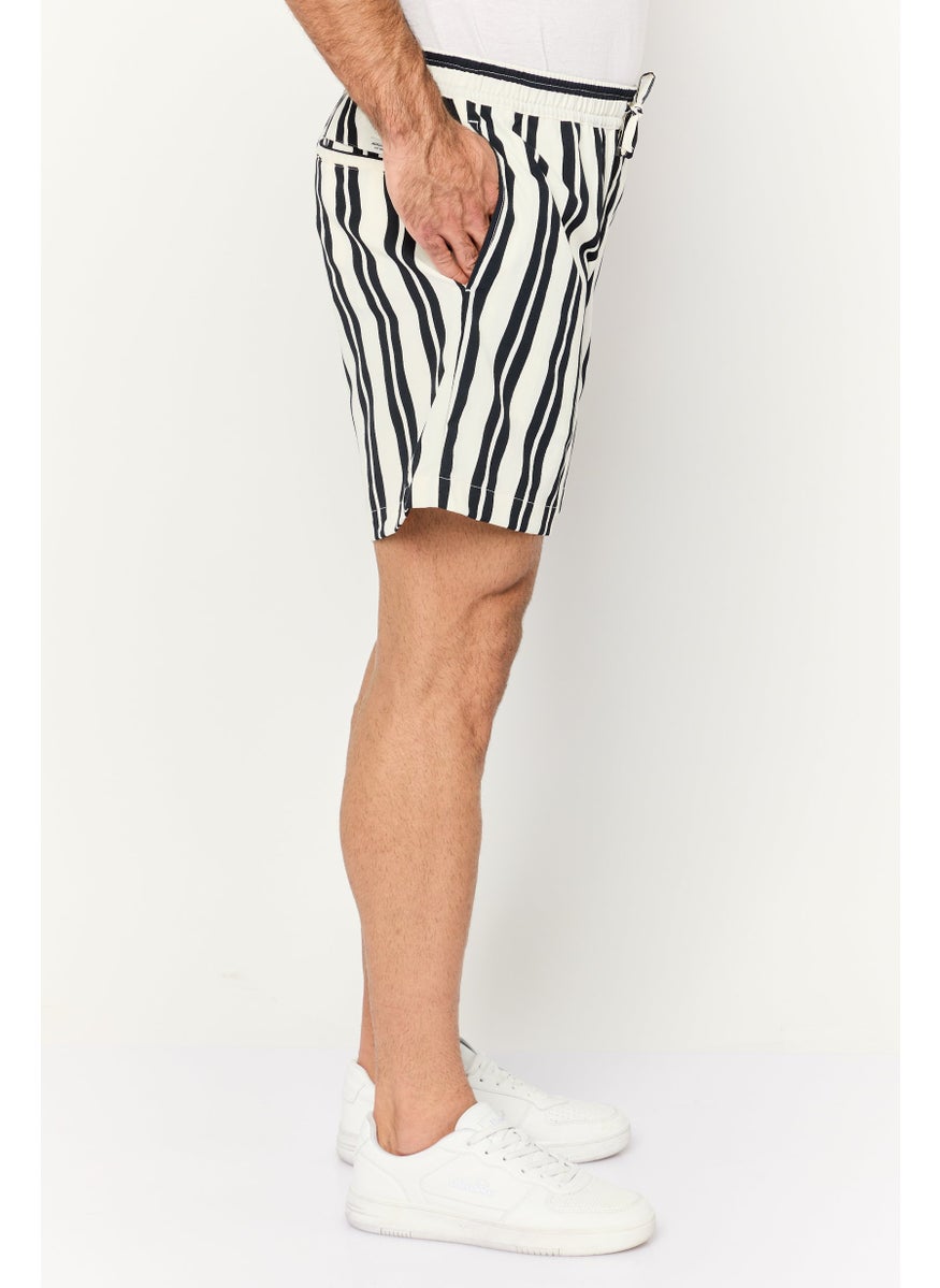 Jack Jones - Men Stripes Drawstring Basic Shorts, Beige - Image 1