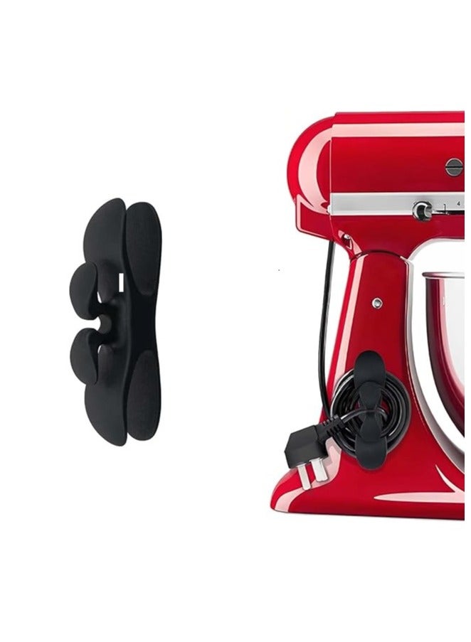 منظم أسلاك للأجهزة، لفافات أسلاك للأسلاك الكهربائية، عبوة من قطعتين (أبيض + أسود) ولفافة لأجهزة المطبخ، متوافق مع الخلاط، وماكينة صنع القهوة، والخلاط، ومقلاة الهواء، ومنظم أسلاك أجهزة المطبخ - Image 1