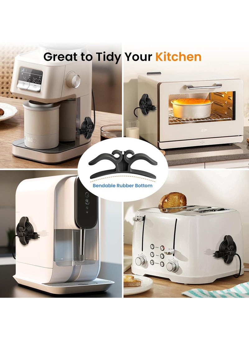 منظم أسلاك للأجهزة، لفافات أسلاك للأسلاك الكهربائية، عبوة من قطعتين (أبيض + أسود) ولفافة لأجهزة المطبخ، متوافق مع الخلاط، وماكينة صنع القهوة، والخلاط، ومقلاة الهواء، ومنظم أسلاك أجهزة المطبخ - Image 2