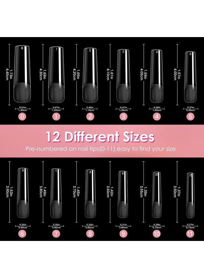 Ranrose Long Straight Nails Tips,240PCS Full Cover Soft Gel Nail Tips for Acrylic Nails Professional 12 Size Pre-shaped XXL Straight Shape False Nail Half Matte Fake Nail for Press On Nail Extensions - Image 3