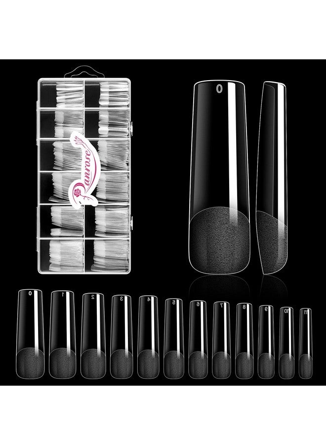 Ranrose Long Straight Nails Tips,240PCS Full Cover Soft Gel Nail Tips for Acrylic Nails Professional 12 Size Pre-shaped XXL Straight Shape False Nail Half Matte Fake Nail for Press On Nail Extensions - Image 1