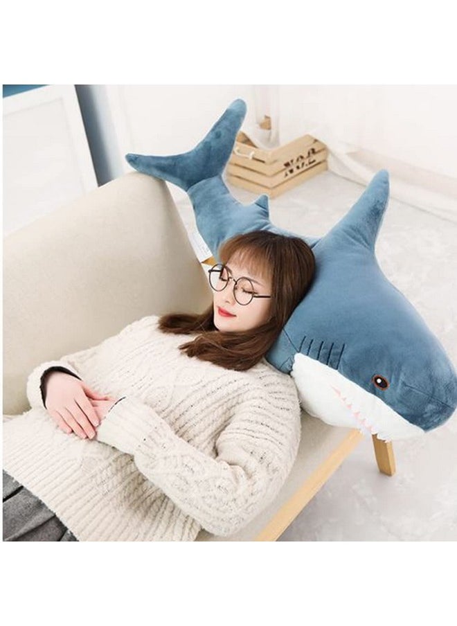 OUKEYI - 30 Inch Giant Shark Stuffed Animal Pillow Soft Shark Toys Big Shark Plush Pillows For Kidscomfortable Sleeping Pillow Back Cushion Doll Gift For Kids(Blue) - Image 1