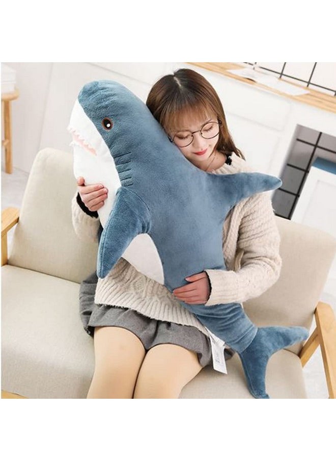 OUKEYI - 30 Inch Giant Shark Stuffed Animal Pillow Soft Shark Toys Big Shark Plush Pillows For Kidscomfortable Sleeping Pillow Back Cushion Doll Gift For Kids(Blue) - Image 1