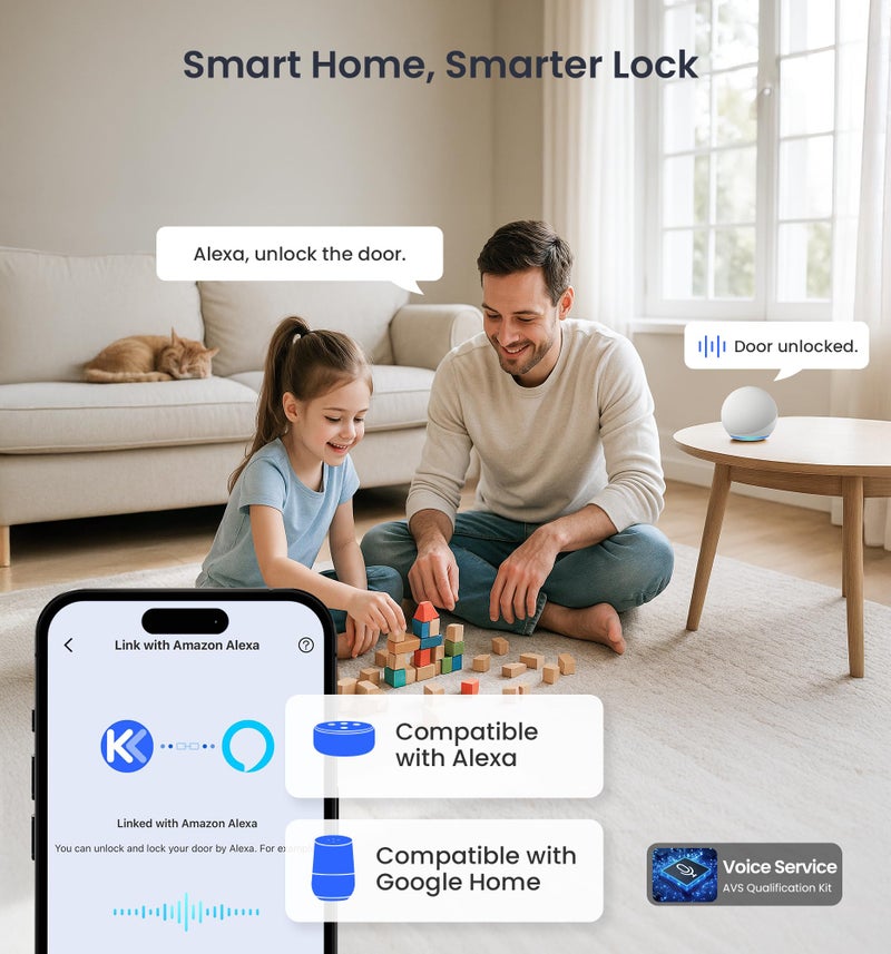 Veise VE029 WiFi Smart Lever Lock, Fingerprint Keyless Entry Door Lock with Handle, Built-in WiFi, Remote App Control, Electronic Digital Knob for Front Door and Bedroom, IP65 Waterproof, Matte Black - Image 4