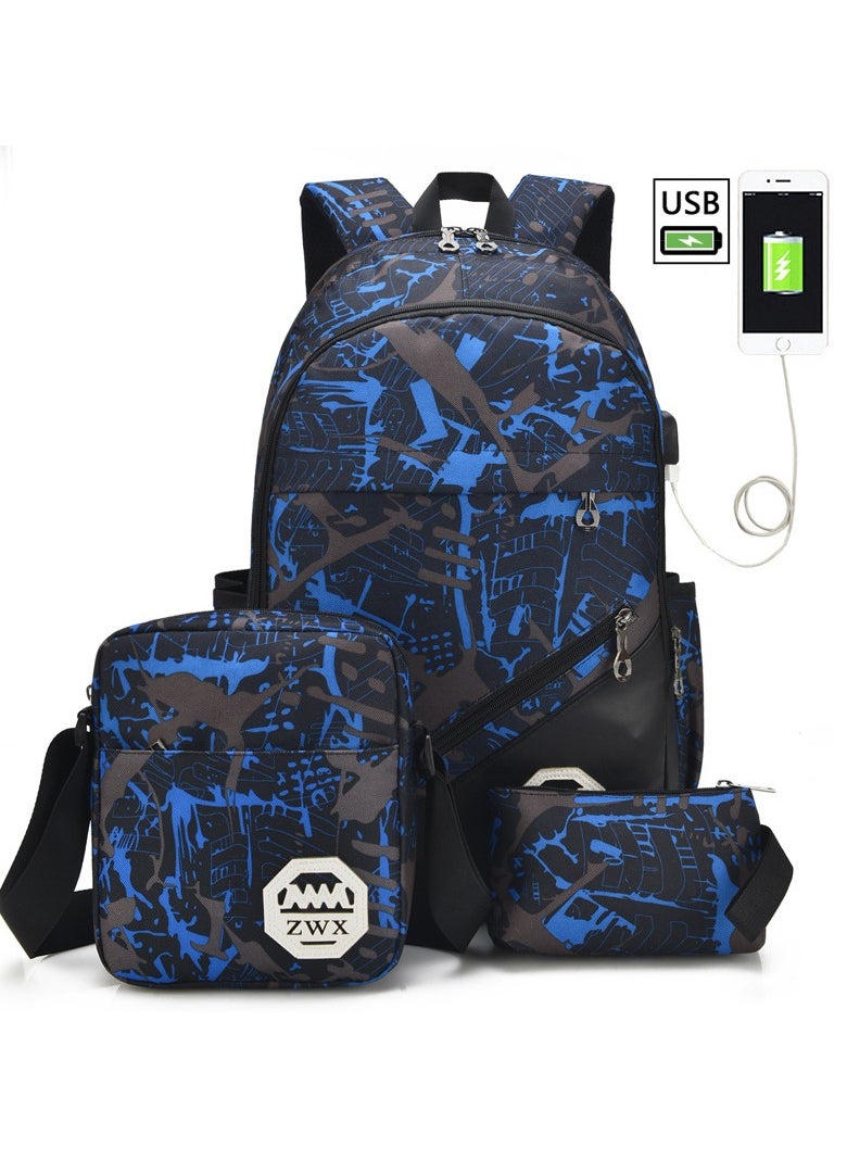 KUYING 3-Piece Brief Capacity Preppy Backpack Set 