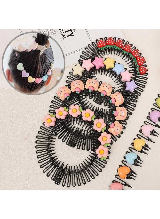 ZAVVU KRIZOUS ZAVVU & KRIZOUS Cute Cartoon Children's Hair Accessories hair comb, Flexible Circle Comb, Non Slip Tooth Hairband, Hair Band, Zig Zag Flexible Plastic Circle Cartoon Comb, Pack Of 3 - Multi Design. - Image 2