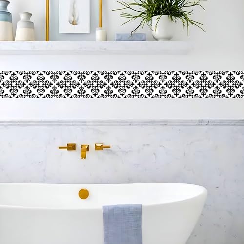 Brandian Strip Tile Sticker Waterproof Peel and Stick Backsplash for Kitchen and Living Room, Arabic Mosaic Home Accent (09 Strips, 48 x 10 cm Each - Final Size 432 x 10 cm) - Image 4