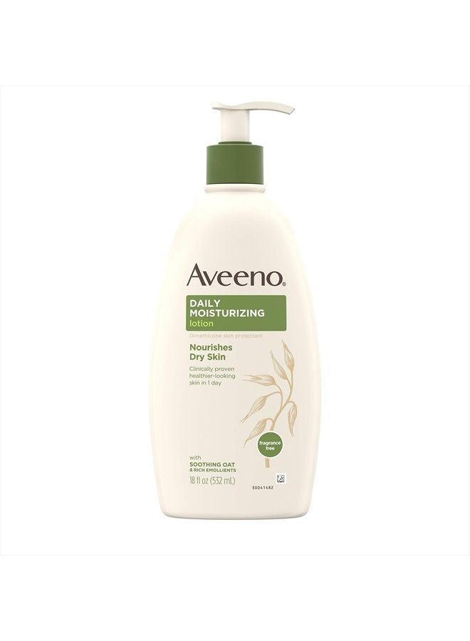 Aveeno Daily Moisturizing Body Lotion with Soothing Oat and Rich Emollients, Fragrance-Free, 18 Fl Oz - Image 1