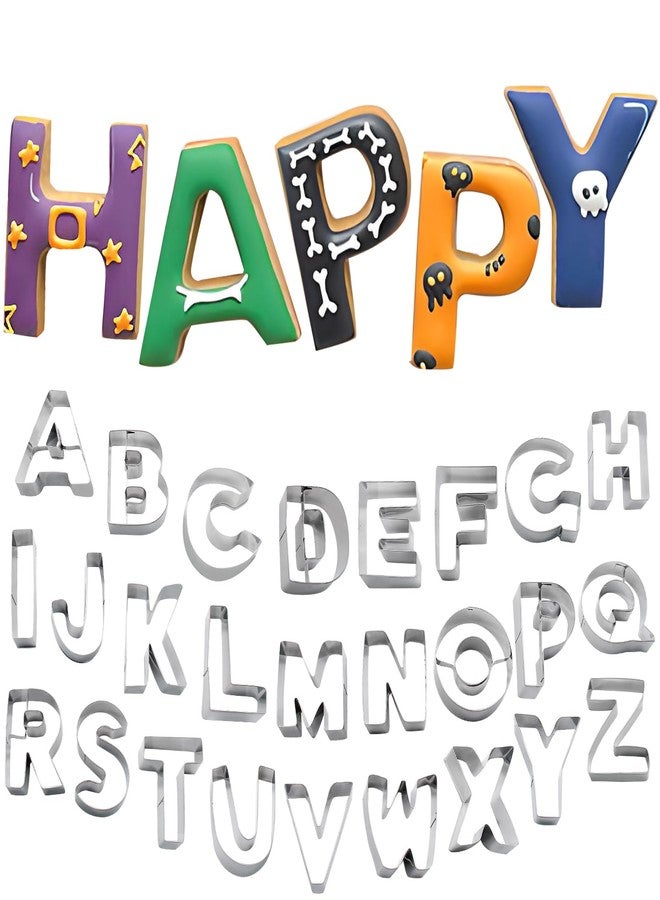 Luomorgo 26PCS Stainless Steel Alphabet Cookie Cutters Set (2.5-3 Inch Large Letters) - Heavy Duty Metal A-Z Baking Tools for Fondant, Biscuit, Dough - Birthday, Wedding, Party Decorations - Image 1
