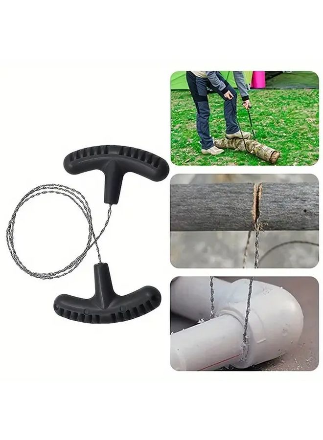 1pc Heavy Duty Stainless Steel Rope Saw Portable Hand Pulled Survival Saw For Outdoor - Image 1