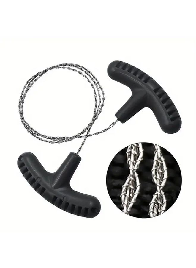 1pc Heavy Duty Stainless Steel Rope Saw Portable Hand Pulled Survival Saw For Outdoor - Image 2