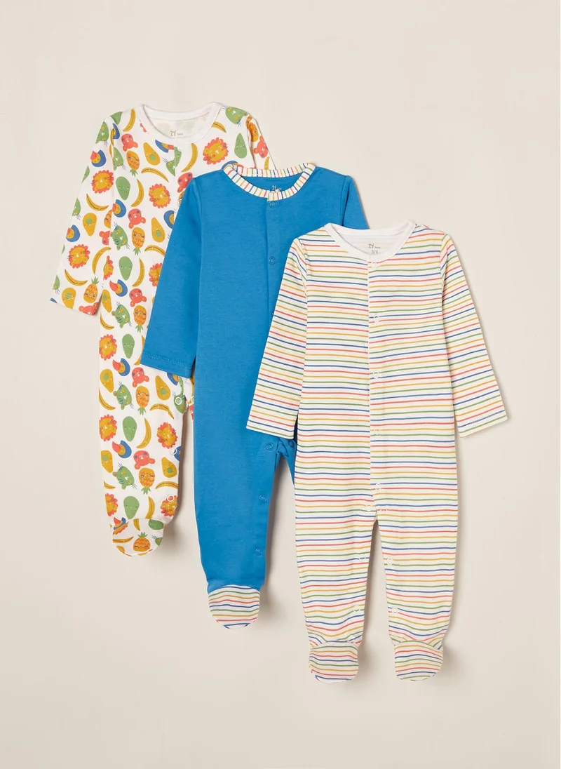 Zippy 3 Sleepsuits for Baby Boys 'Tropical', Multicoloured
