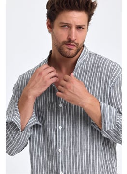 Cool Tarz Cool Style Men's Mandarin Collar Linen Blend Regular Fit Shirt  - Image 1