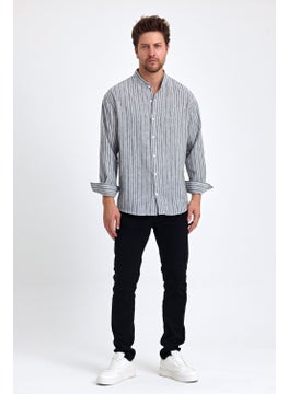 Cool Tarz Cool Style Men's Mandarin Collar Linen Blend Regular Fit Shirt  - Image 2