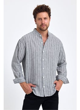 Cool Tarz Cool Style Men's Mandarin Collar Linen Blend Regular Fit Shirt  - Image 4