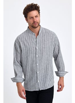 Cool Tarz Cool Style Men's Mandarin Collar Linen Blend Regular Fit Shirt  - Image 3