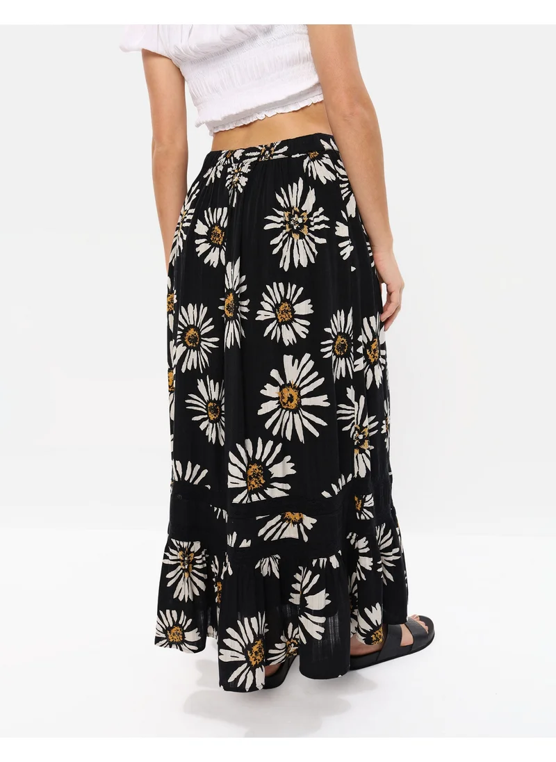 امريكان ايجل AE Button Front Midi Skirt