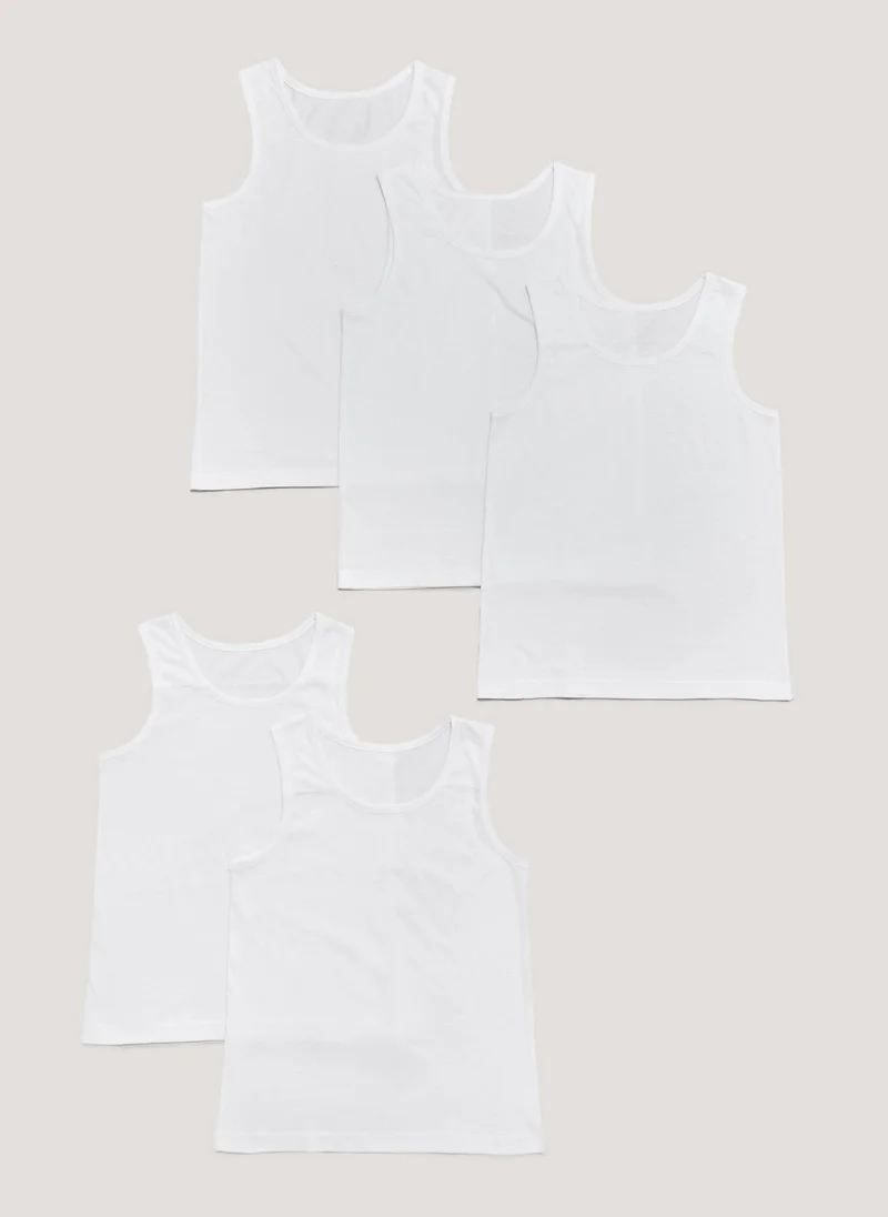 Matalan Kids 5 Pack White Vests