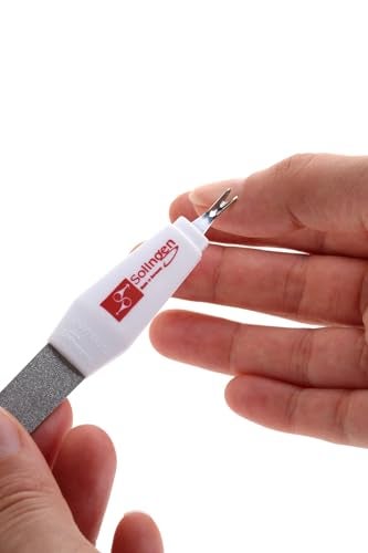 solingen مبرد أظافر سولنجن الاحترافي - مقص/مزيل الجلد الميت | أداة مانيكير وباديكير | أداة 2 في 1 للعناية بأظافر اليدين والقدمين | مبردات ياقوتية مزدوجة الجانب وقاطع جلد ميت حاد - Image 2