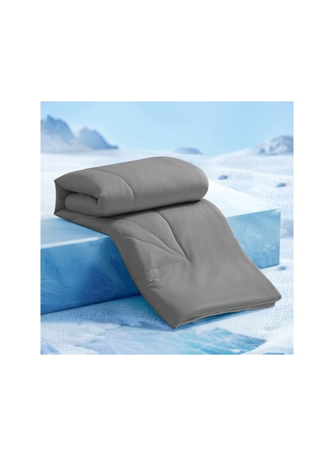 Elegear Elegear Cooling Comforter Queen Absorbs Body Heat to Keep Cool, Double-Sided Comforter for All Seasons Japanese Arc-Chill Cold Tech Fabric Cooling Blanket Hypo-Allergenic Cooling Quilt - Gray - Image 1