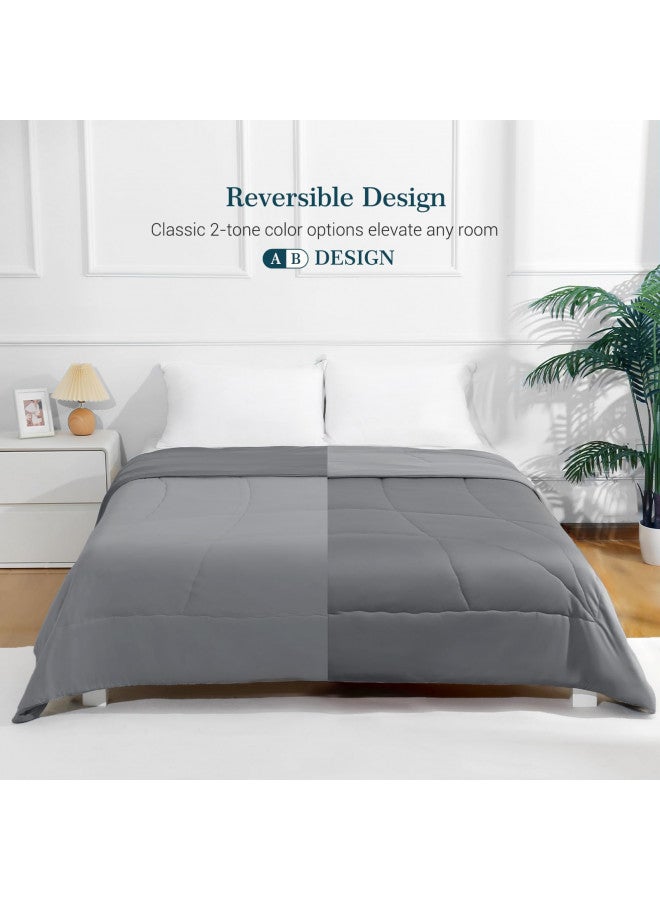 Elegear Elegear Cooling Comforter Queen Absorbs Body Heat to Keep Cool, Double-Sided Comforter for All Seasons Japanese Arc-Chill Cold Tech Fabric Cooling Blanket Hypo-Allergenic Cooling Quilt - Gray - Image 4