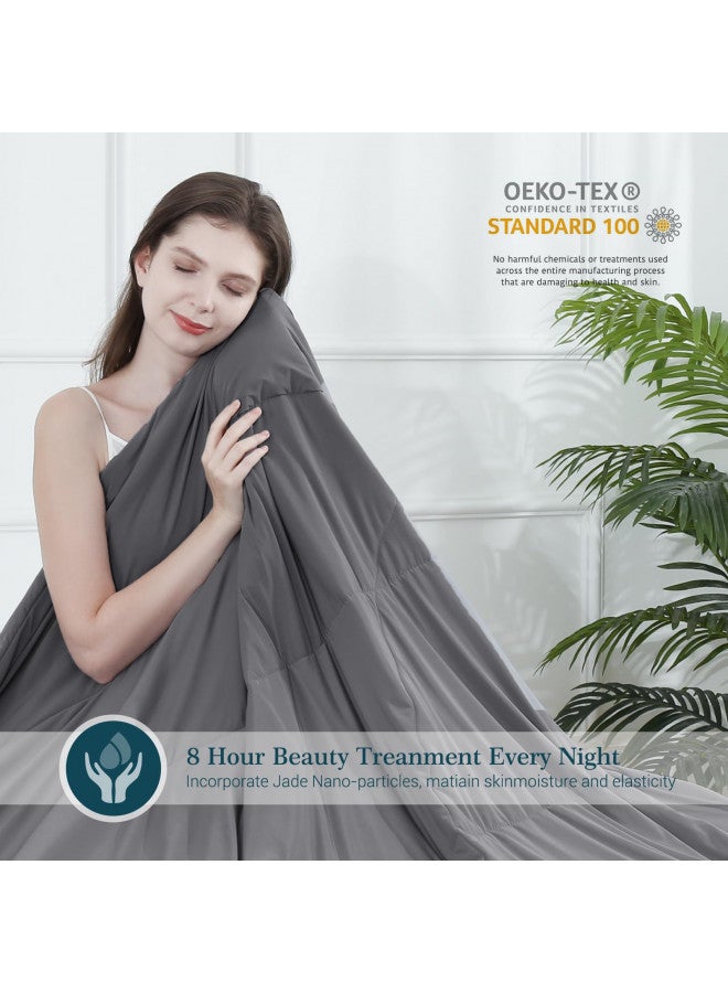 Elegear Elegear Cooling Comforter Queen Absorbs Body Heat to Keep Cool, Double-Sided Comforter for All Seasons Japanese Arc-Chill Cold Tech Fabric Cooling Blanket Hypo-Allergenic Cooling Quilt - Gray - Image 5
