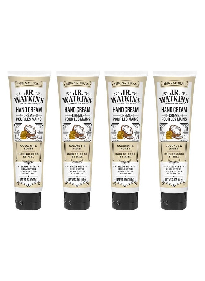 J.R.WATKINS J.R. Watkins Hand Cream, Coconut, 3.3 Ounce (Pack of 4)  - Image 1