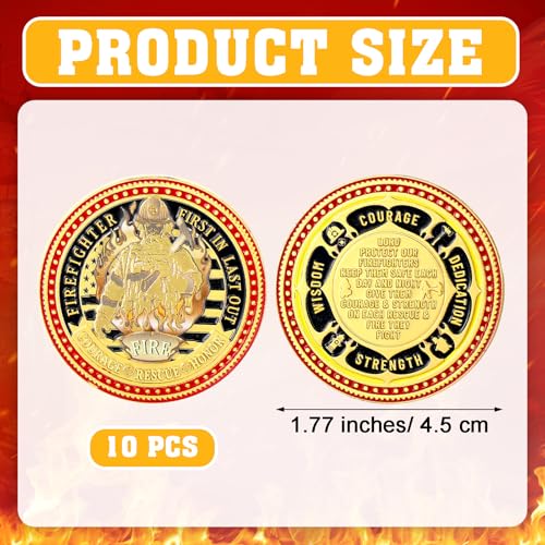 WinnerWhy 10 Pcs Firefighter Coins Fire Prayer Coin Fireman Rescue Department First in Last Out Commemorative Coins for Firefighters Men Fireman Valentines Day Challenge Coin Badge Gifts - Image 5