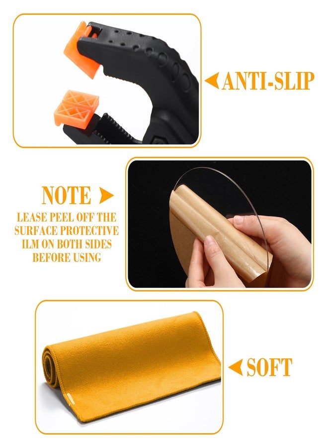 Leinuosen 16 Pcs Trading Card Cleaning Care Tool Accessory Kit Sports Card Flattening Kit Include 2 Pcs 6 Inches Clear Acrylic Rounds 10 Plastic Clamps 2 Pad Material 2 Shammy Towel - Image 2