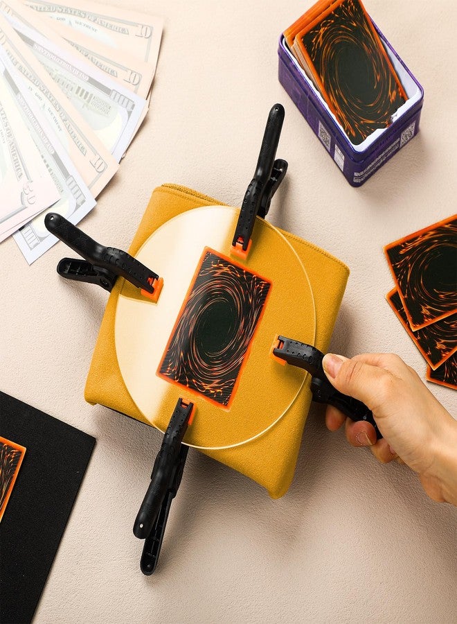 Leinuosen 16 Pcs Trading Card Cleaning Care Tool Accessory Kit Sports Card Flattening Kit Include 2 Pcs 6 Inches Clear Acrylic Rounds 10 Plastic Clamps 2 Pad Material 2 Shammy Towel - Image 5