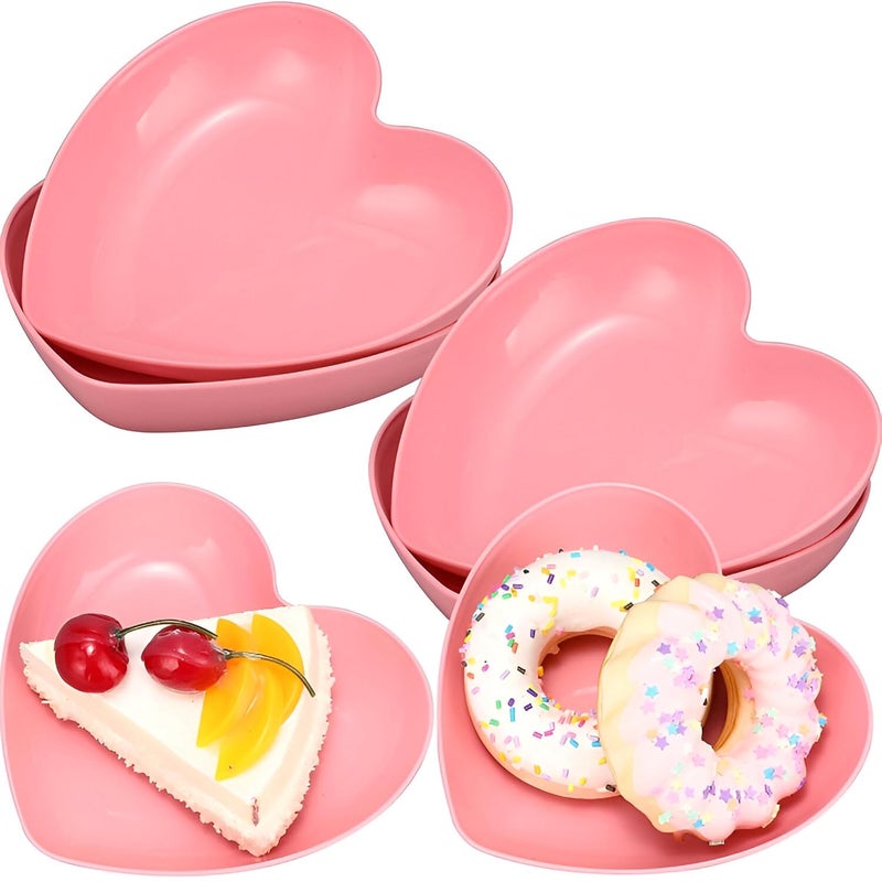 Simois Wheat Straw Small Snack Dessert Dishes Unbreakable Heart Plates for Salad, Dessert, Snack, Cake, Dinner Plates Seasoning Dish Dinner Plates for Kitchen (Pack of 10, Pink) - Image 5