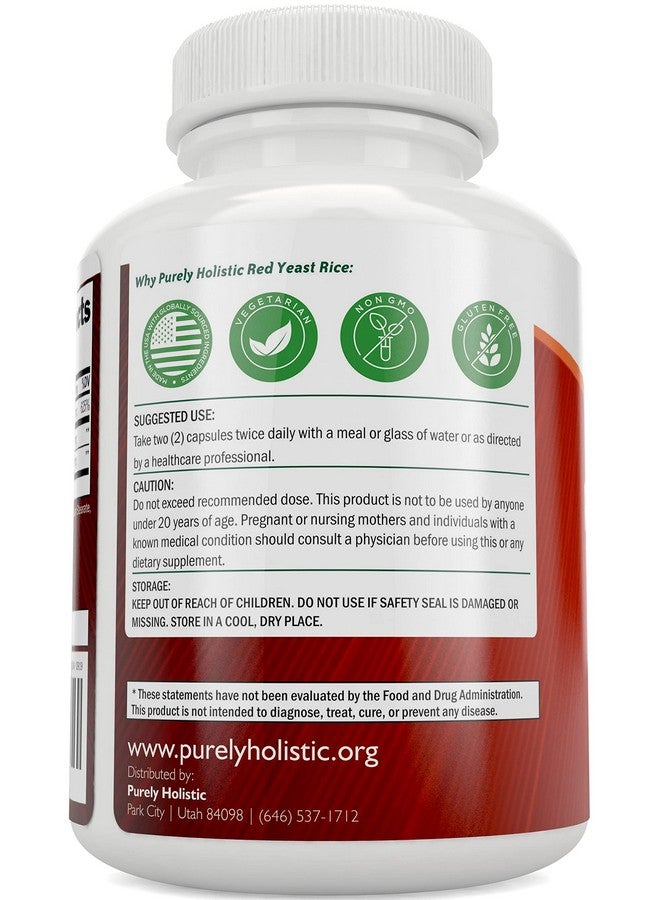 بيورلي هوليستيك كبسولات أرز الخميرة الحمراء بتركيز ١٢٠٠ ملغ مع إنزيم كيو ١٠ والنياسين الخالي من الاحتقان - ١٢٠ كبسولة نباتية - غير مشععة وخالية من السيترينين - Image 3