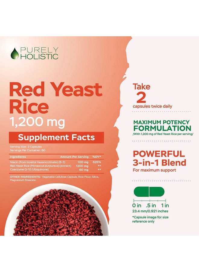 بيورلي هوليستيك كبسولات أرز الخميرة الحمراء بتركيز ١٢٠٠ ملغ مع إنزيم كيو ١٠ والنياسين الخالي من الاحتقان - ١٢٠ كبسولة نباتية - غير مشععة وخالية من السيترينين - Image 4