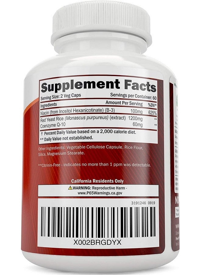 بيورلي هوليستيك كبسولات أرز الخميرة الحمراء بتركيز ١٢٠٠ ملغ مع إنزيم كيو ١٠ والنياسين الخالي من الاحتقان - ١٢٠ كبسولة نباتية - غير مشععة وخالية من السيترينين - Image 2
