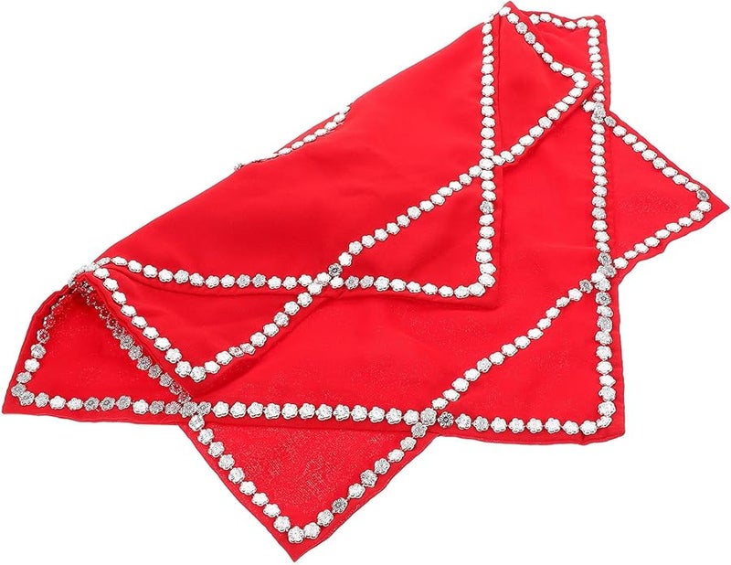 Red Silk Dance Handkerchief Octagonal Scarf for Adults Yangko Performance Prop - Image 1