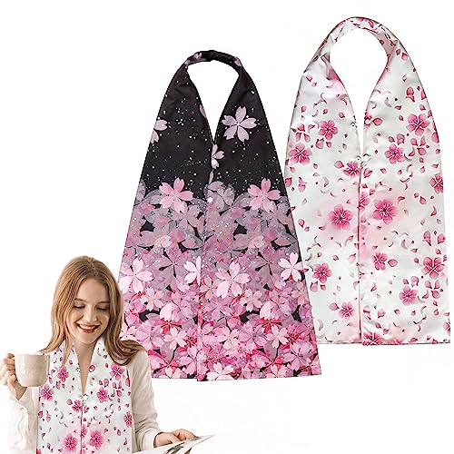 VOPHIA 2 Pack Adult Bib Dining Scarf for Women Microsuede Washable Reusable Food Clothing Protectors Dining Mouth Towel Scarf (sakura) - Image 1