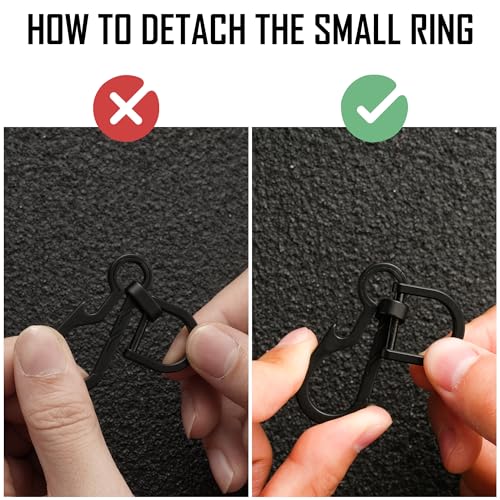 KeyUnity KM15BK Titanium EDC Bottle Opener Keychain Clip with D Ring, Quick Release Carabiner Key Ring Holder for Men - Image 5