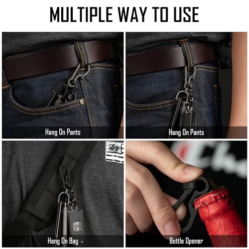 KeyUnity KM15BK Titanium EDC Bottle Opener Keychain Clip with D Ring, Quick Release Carabiner Key Ring Holder for Men - Image 4