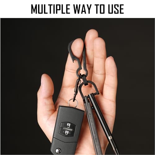 KeyUnity KM15BK Titanium EDC Bottle Opener Keychain Clip with D Ring, Quick Release Carabiner Key Ring Holder for Men - Image 3