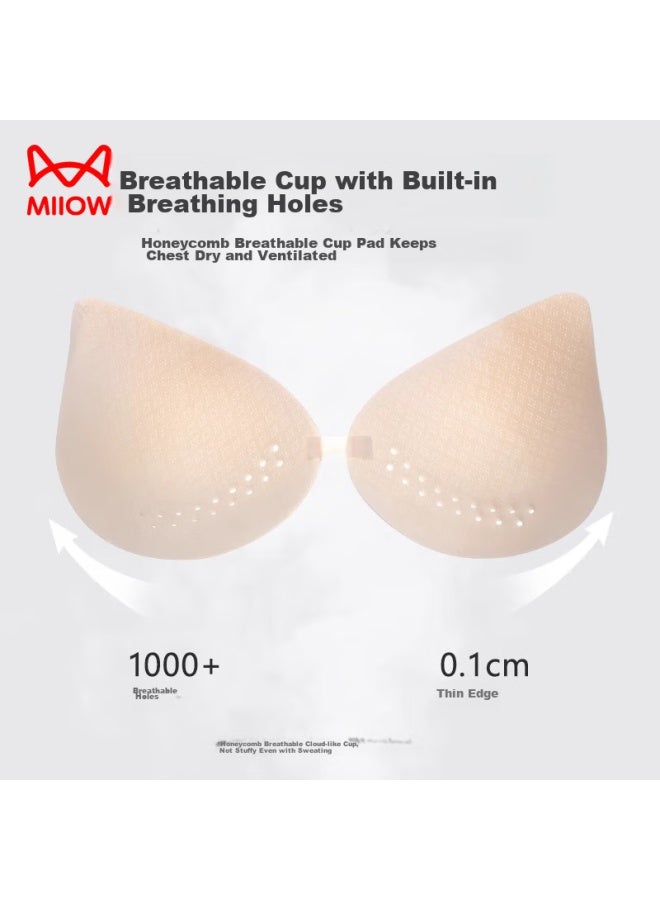 MIIOW Miiow Soft Support Bra Women's Backless Ice Silk Bralette Seamless Wirefree Breathable Push-up Bra White L  - Image 2