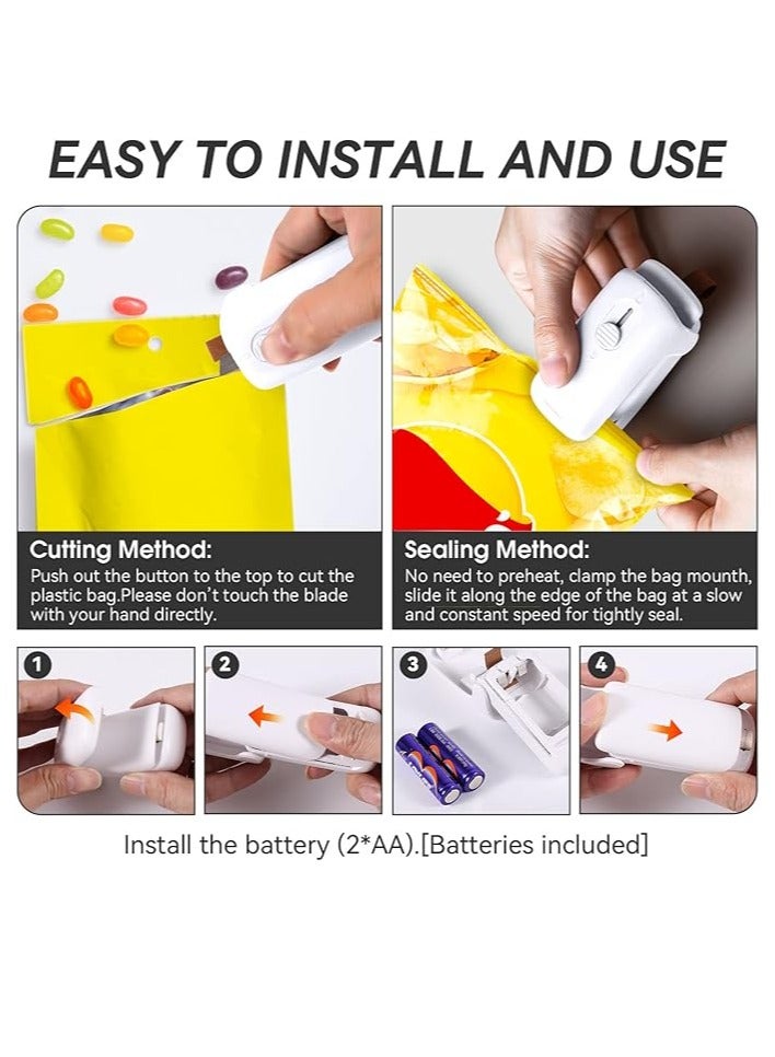 Mini Bag Sealer, Handheld Heat Vacuum Sealer, 2 in 1 Heat Sealer and Cutter with Lanyard, Portable Bag Resealer Machine for Plastic Bags Food Storage Snacks Freshness  - Image 4