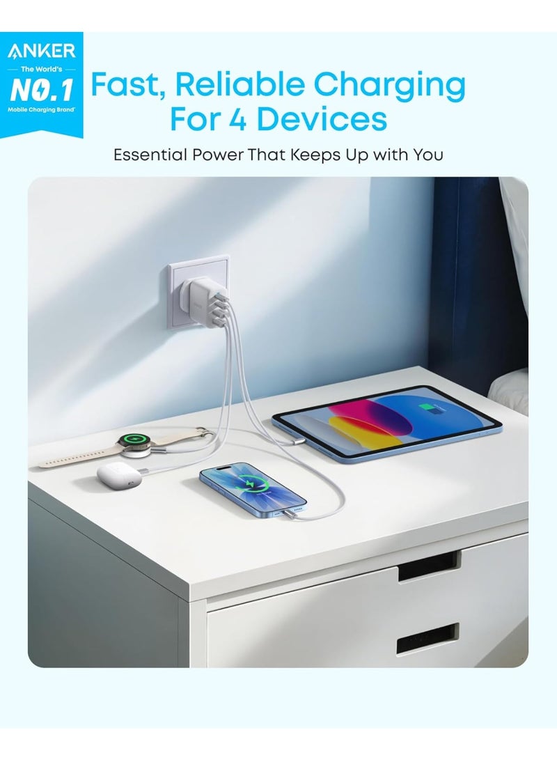 Anker Zolo USB C Charger Block, 4-Port Wall Adapter with 50W Max Output, 2 USB-C and 2 USB-A, Compact and Stable, For iPhone 17/16 Series, MacBook, iPad, Galaxy, and More (White, Cable Not Included) - Image 2