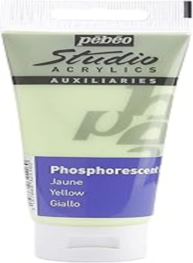 PEBEO - Acrylic Fine Studio Acrylics - Phosphorescent Gel Yellow - Phosphorescent Gel Yellow 100ml/3.38oz