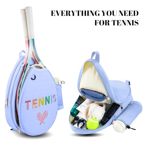 NZNDB Tennis Bags for Women Girl, Tennis Sling Crossbody Backpack, Water Resistant Tennis Bag for Pickleball, Tennis, Racketball (Blue) - Image 3
