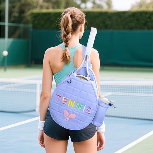 NZNDB Tennis Bags for Women Girl, Tennis Sling Crossbody Backpack, Water Resistant Tennis Bag for Pickleball, Tennis, Racketball (Blue) - Image 2