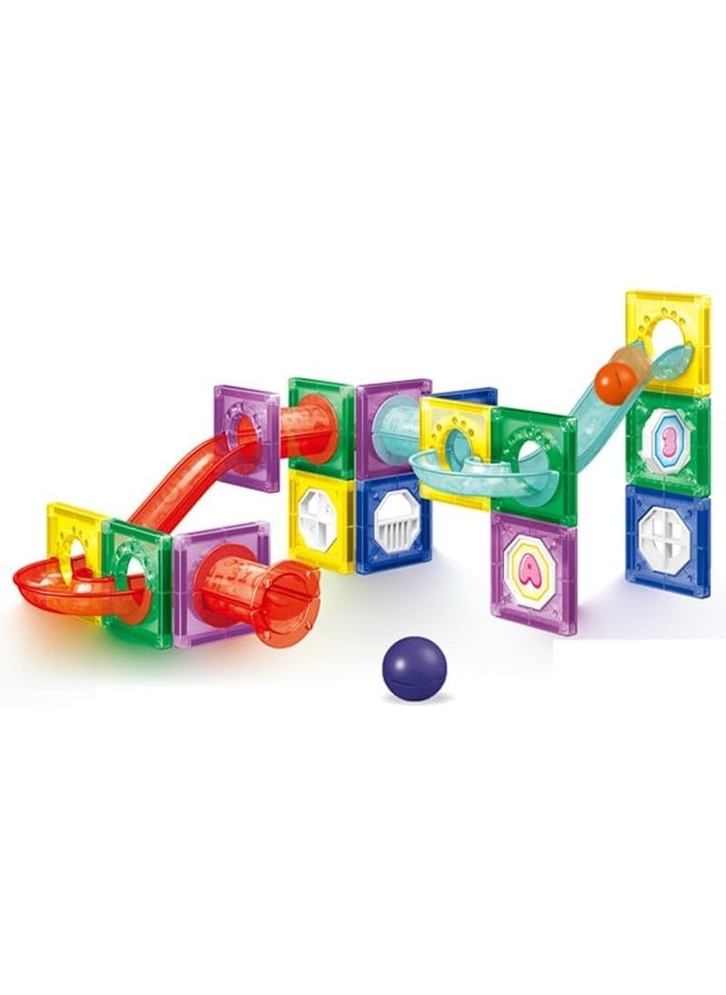 GOLD MANTIS Magnet Blocks Marble Run Track Toy Set – 47 Pcs Magnetic Tiles with Balls, Slide, Curved Tubes & Creative Panels | STEM Educational Toy for Kids 3+ Years  - Image 2